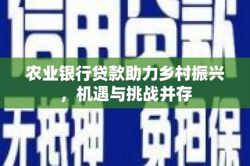 呈贡农业银行贷款助力乡村振兴，机遇与挑战并存